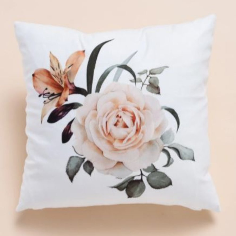 Pink floral throw pillow